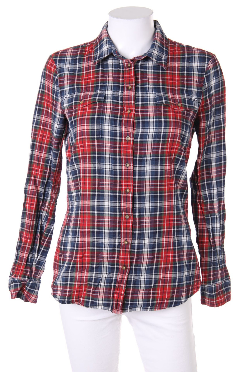 McGregor - Checked Shirt Blouse with Logo-Stitching - D 36
