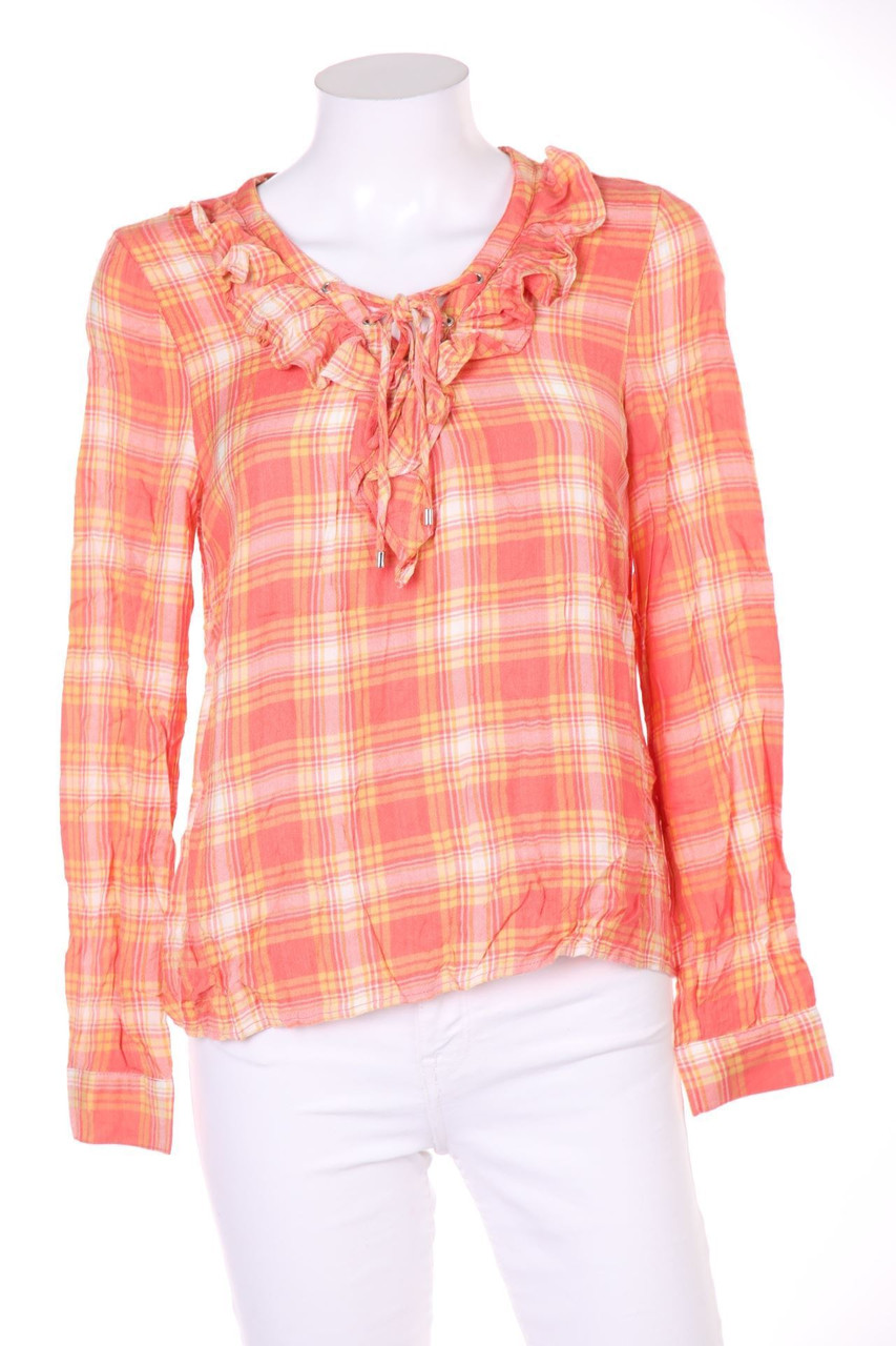 YES OR NO - Karo-Tunika-Bluse mit Schnürung - M