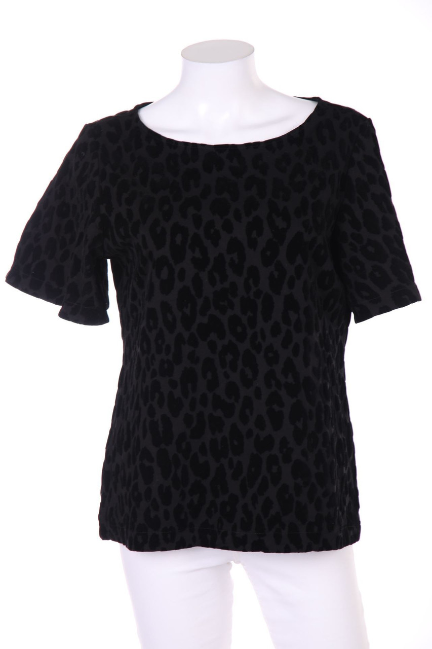 ANN TAYLOR - Velvet Shortsleeve-Shirt with Leo Print - M