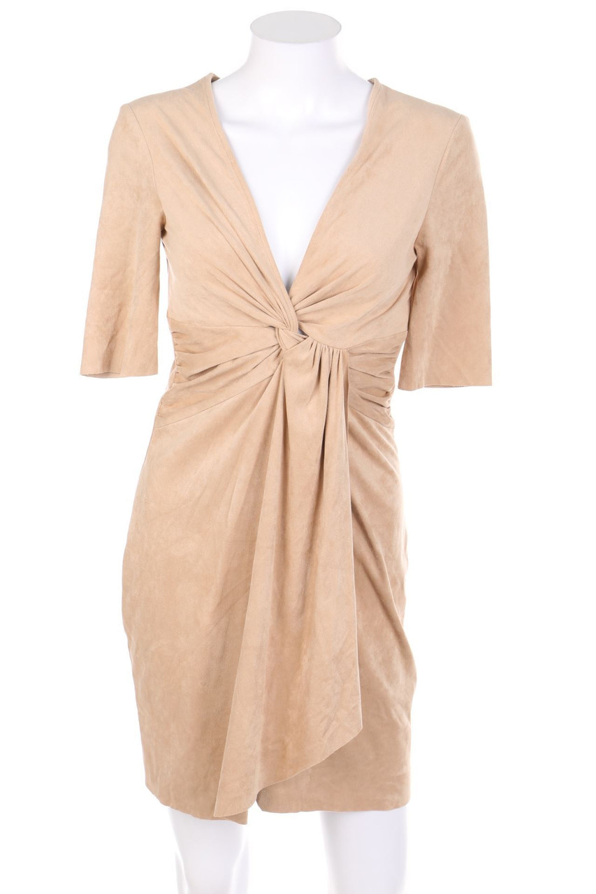 ZARA - Faux Leather-Kleid mit Drapierung - XS