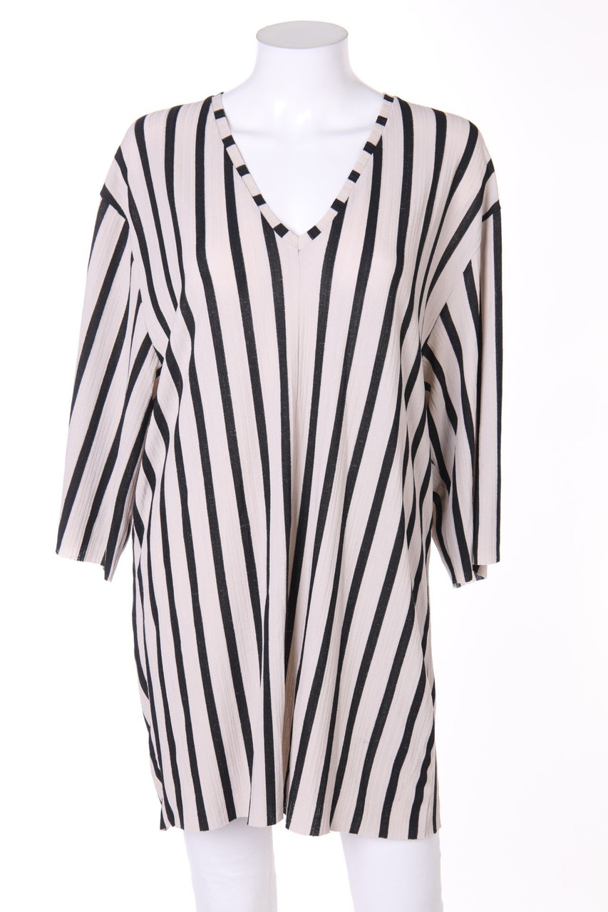 ZARA TRF - Long-Streifen-Bluse mit 7/8-Ärmel - M