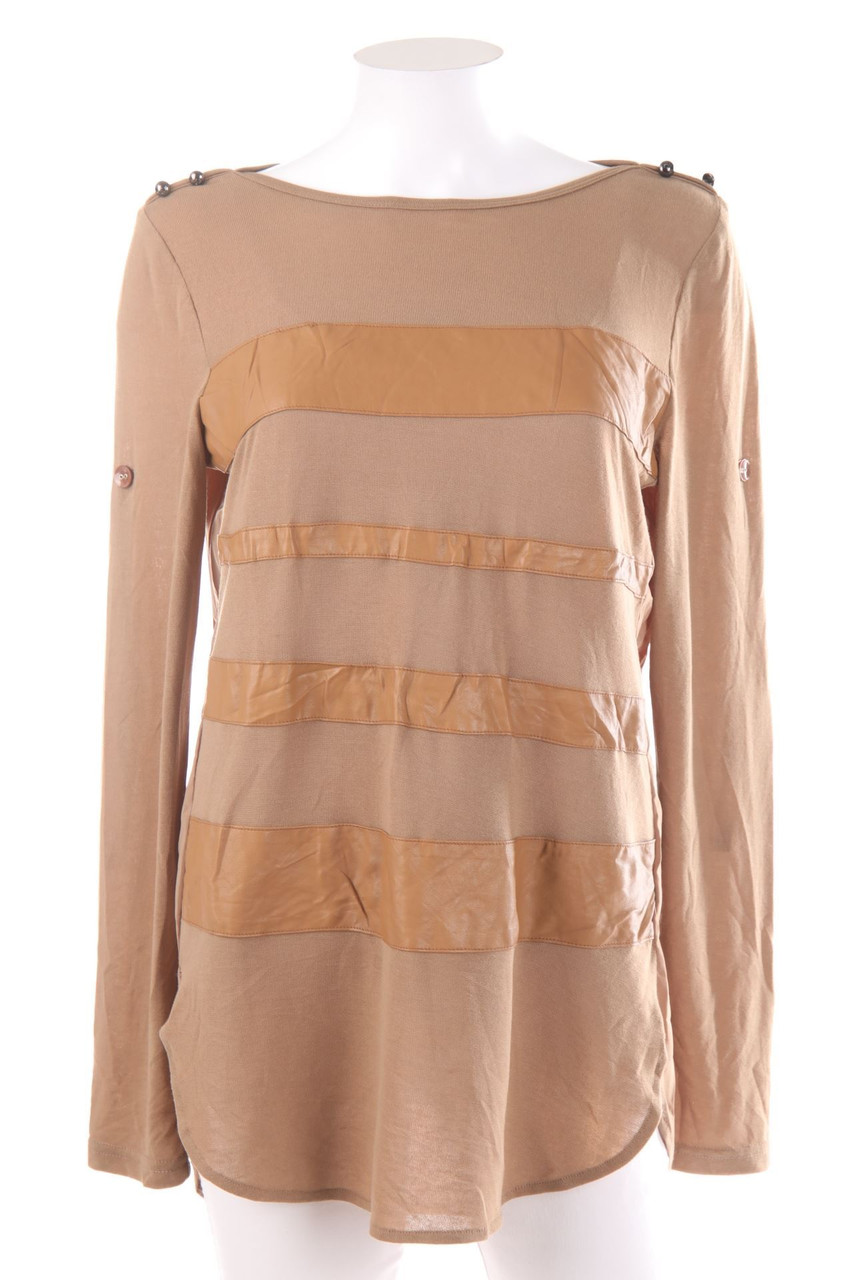 Just Addict - Longsleeve-Shirt with Faux Leather Details - L