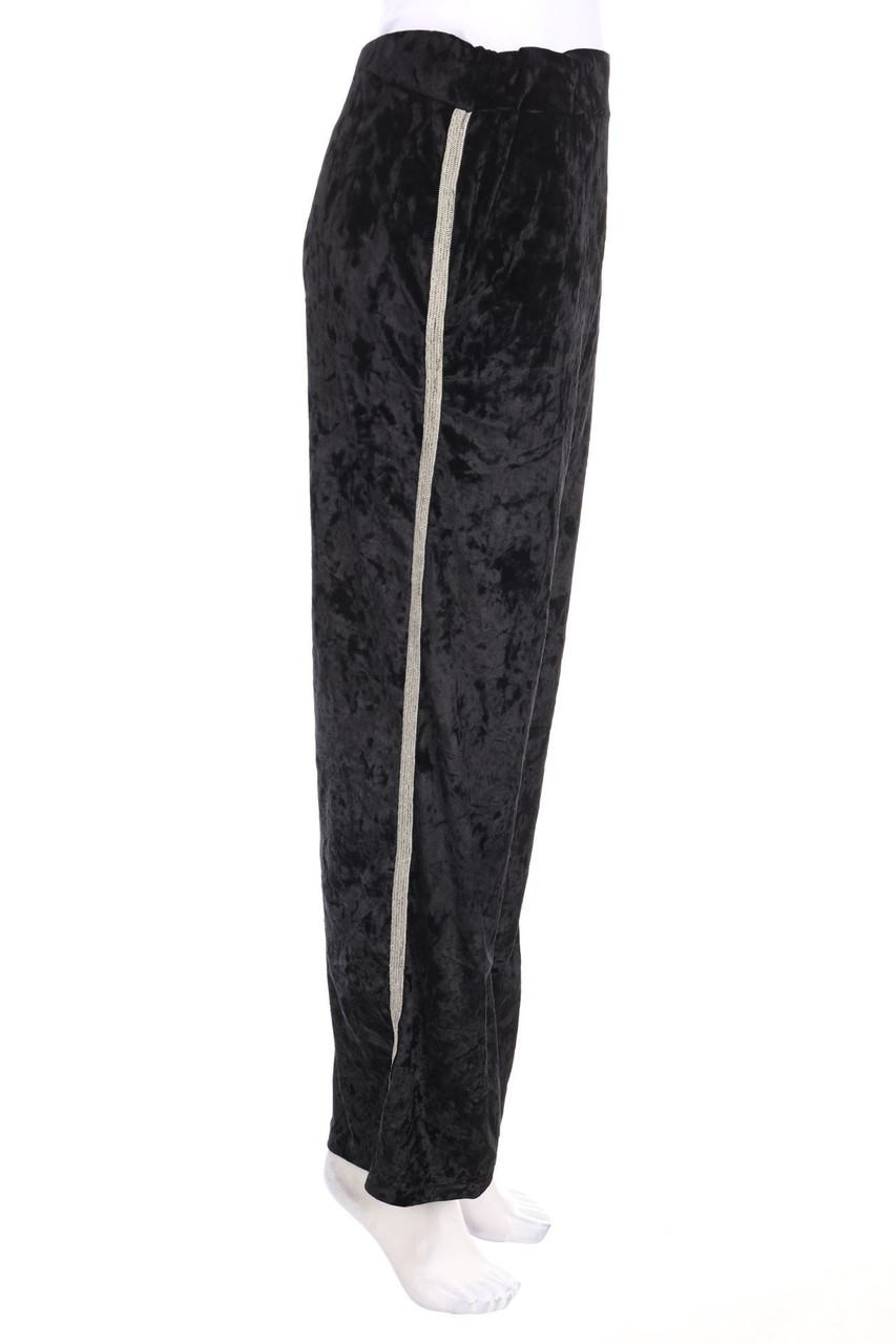 NLY TREND - Samt-Palazzo-Hose mit Galonstreifen - M