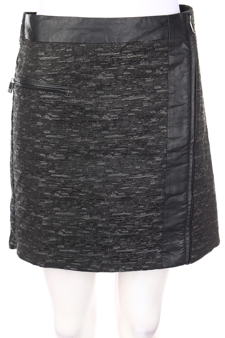MORGAN - Skirt with Faux Leather Details - D 34