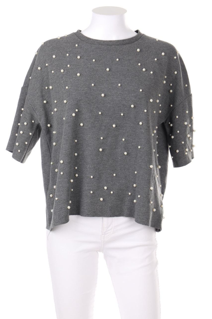 ZARA TRF - Strick-Pullover mit Perlen - S