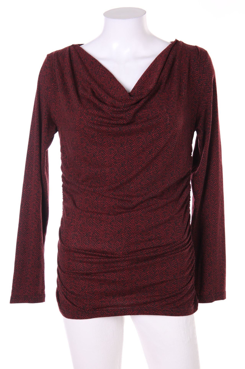 TOUT FEU TOUT FEMME - Muster-Longsleeve-Shirt mit Wasserfall-Ausschnitt - S