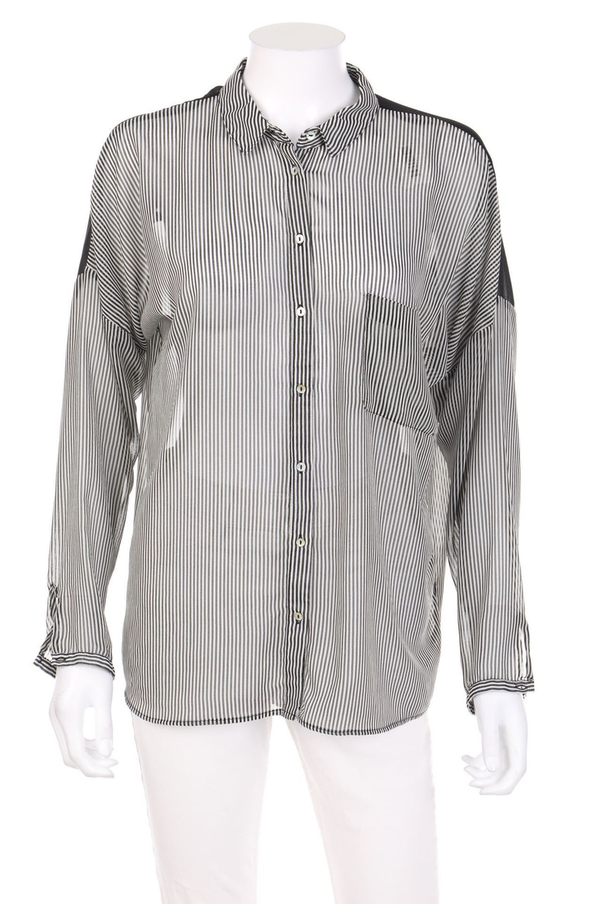 No Label - Oversize-Chiffon-Blouse with Overcut Shoulder - M