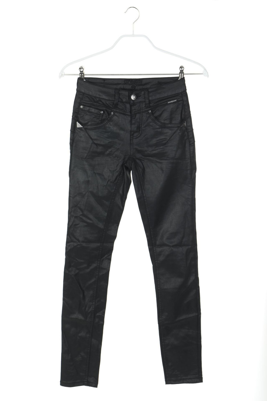 Cream - Coated Skinny-Jeans mit Logo-Applikation - S