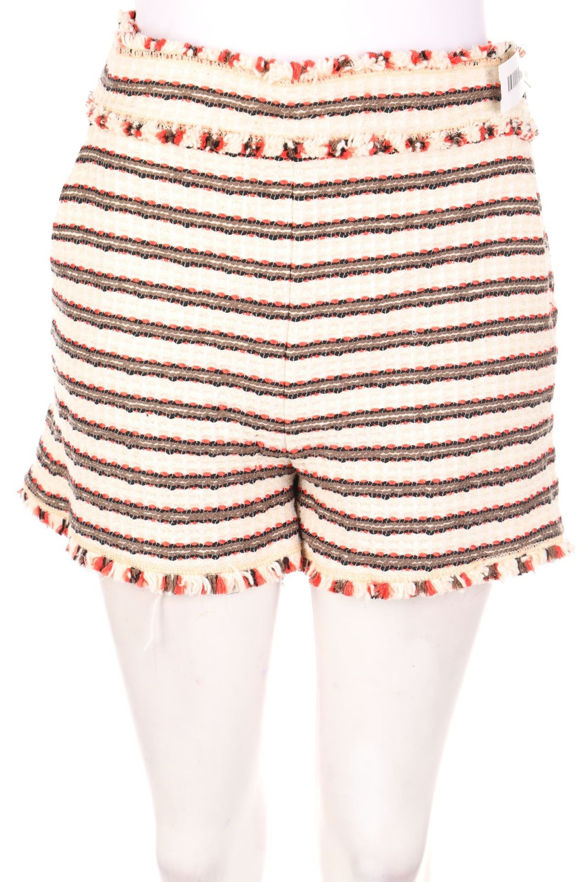 ZARA WOMAN - High Waist-Bouclé-Shorts with Stripes - M