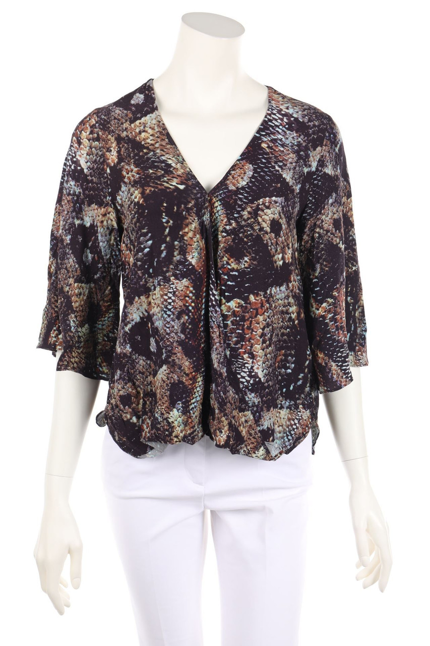 Twist & Tango - Shortsleeve Blouse with Wrap-Effect with Animal Print - M