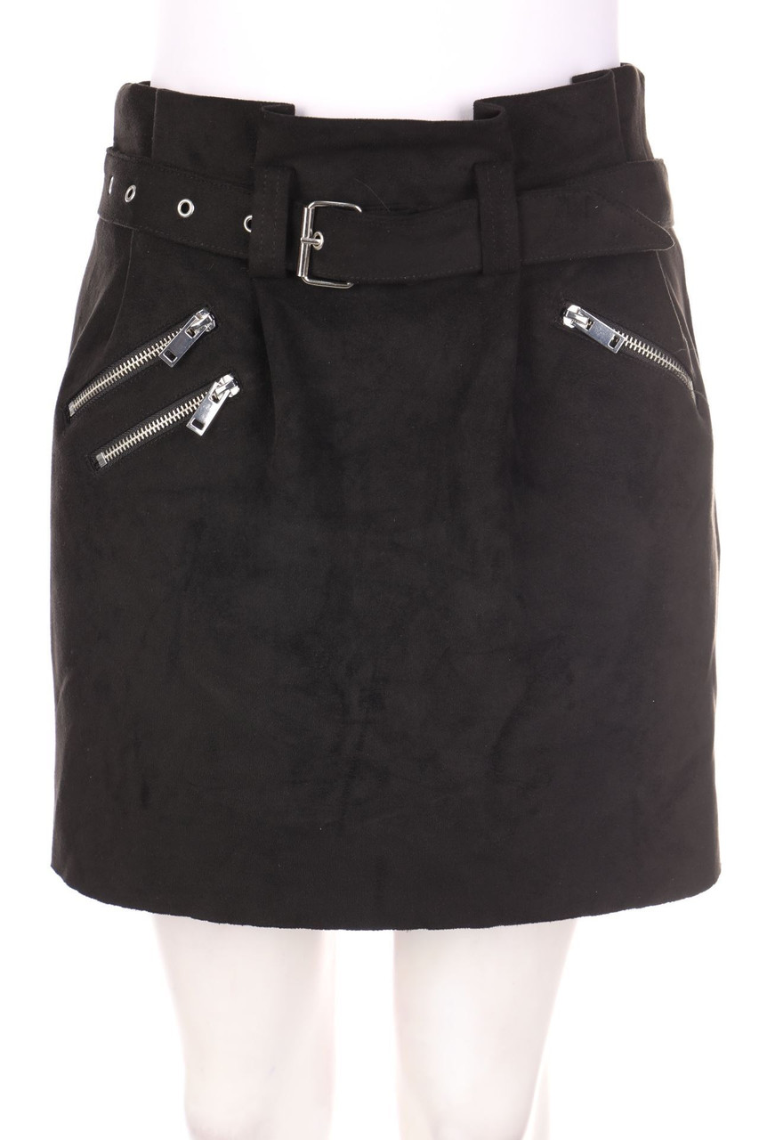 zebra - Paperbag faux leather mini-skirt - S