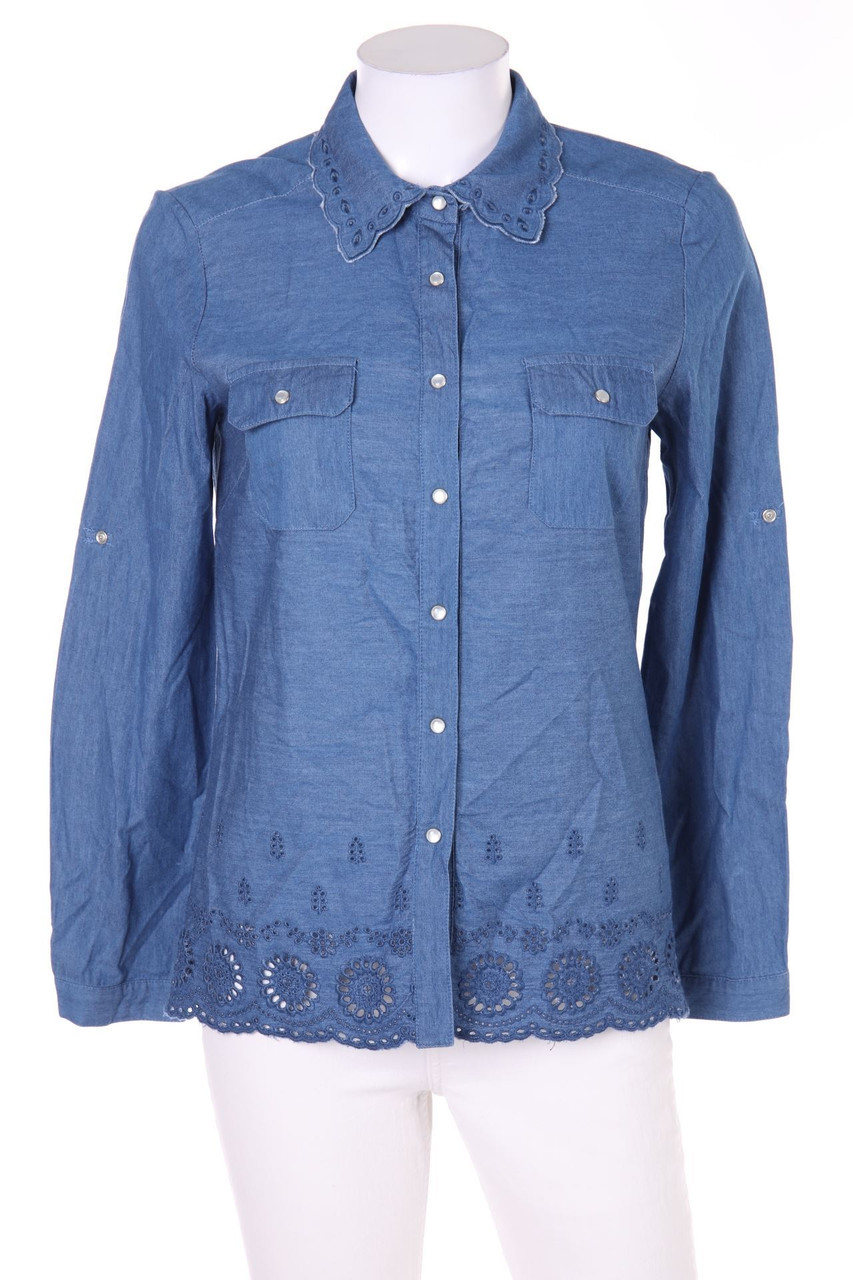 NAF NAF - Jeans-Bluse mit Lochspitze - D 34