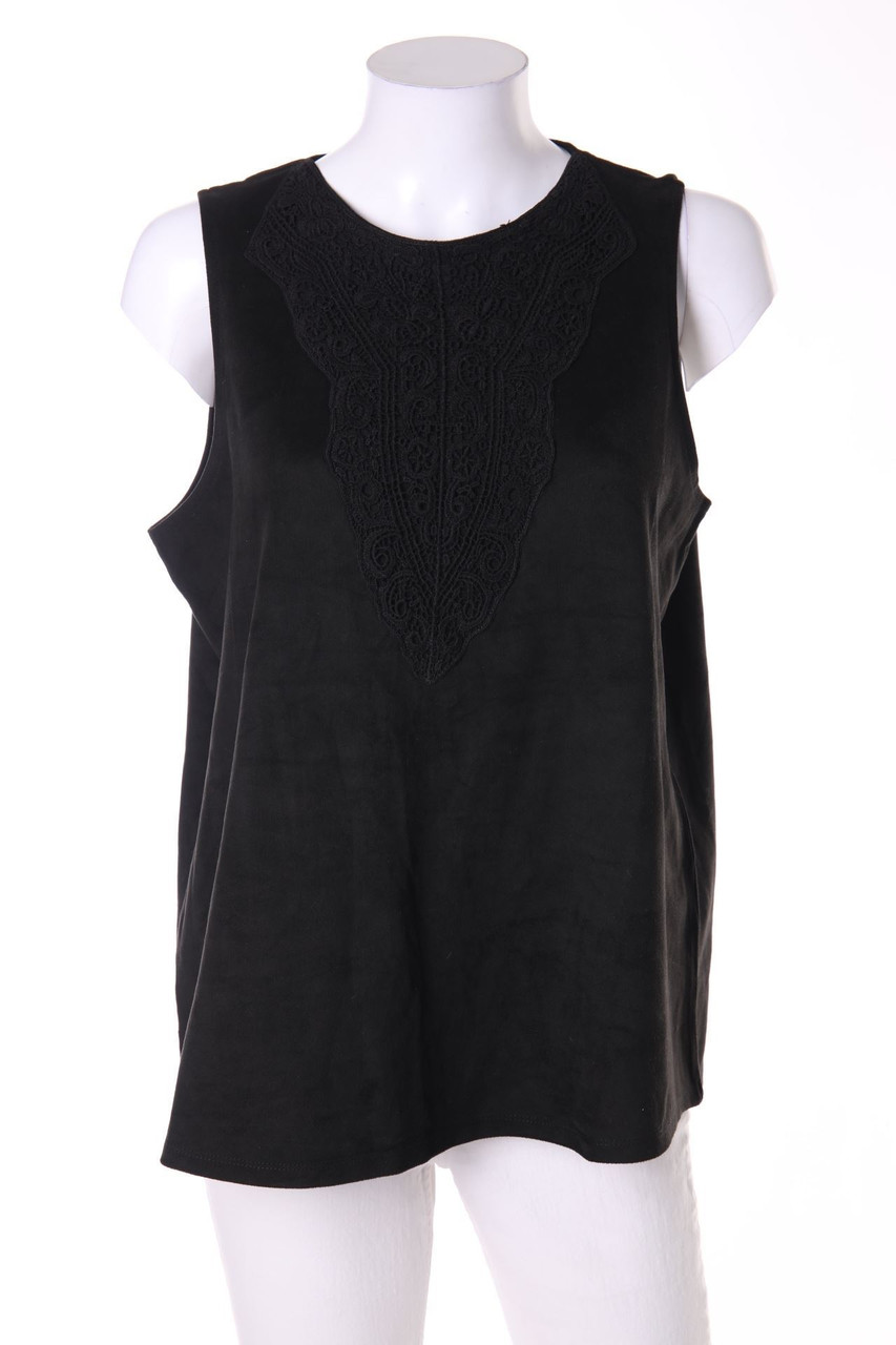 mavi - Blusentop aus Kunstleder mit Spitze - XL