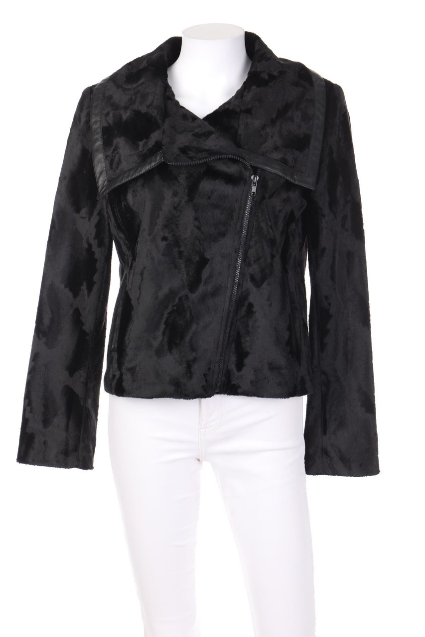 ashley brooke - Fake Fur-Jacke mit Kunstleder-Details - D 38