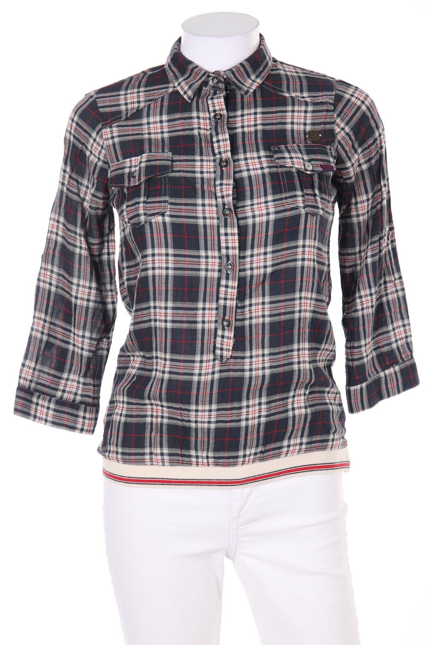 PULL&BEAR - Tunika-Bluse mit Karo-Muster - S