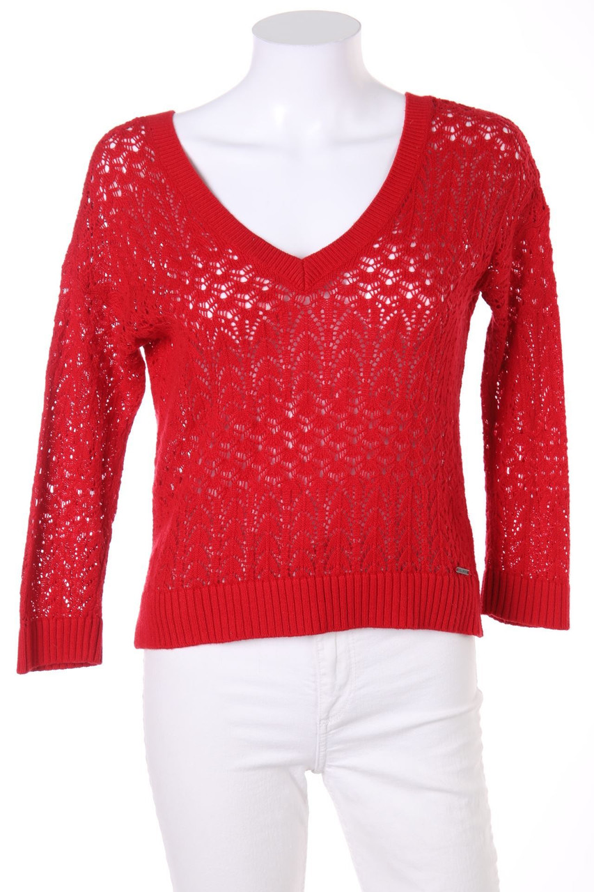 HOLLISTER - Strick-Pullover mit Lochstrick-Details - S