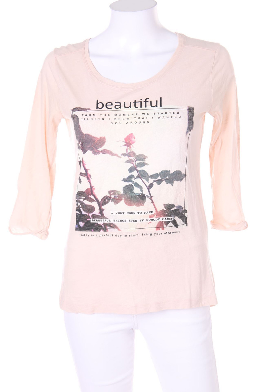 Stradivarius - 3/4-Sleeve Shirt with Statement Print - M