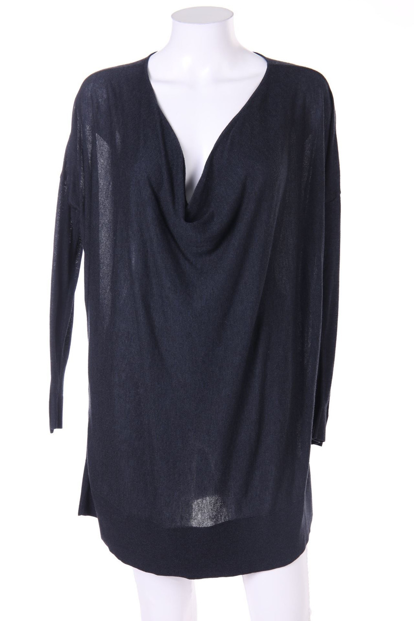 H&M - Long-Longsleeve-Shirt mit Wasserfall-Ausschnitt - XS