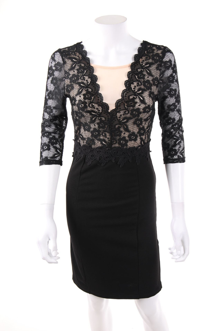 MISSUE - Cocktail Dress with Lace Insert - S