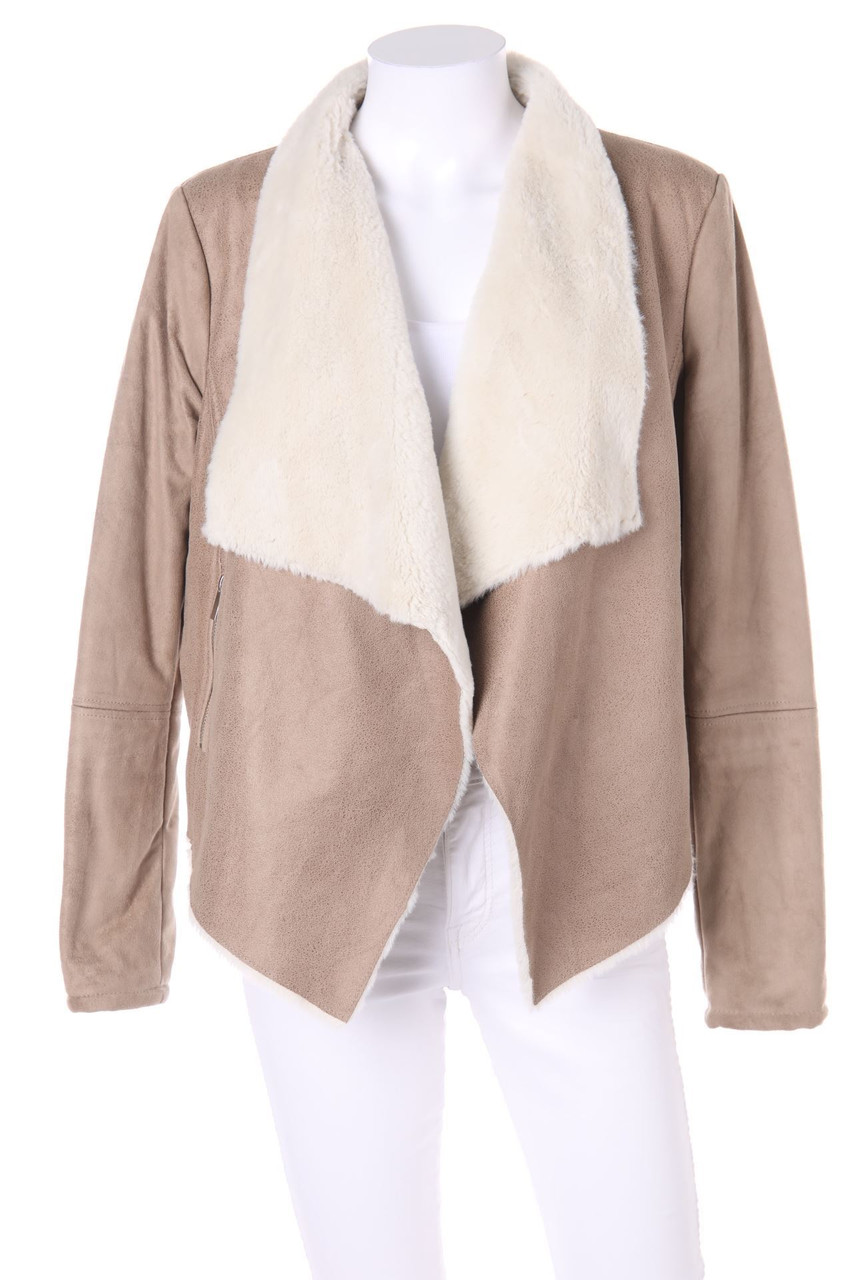 Bershka - Faux Shearling Jacket with Asymmetrical Cut - M