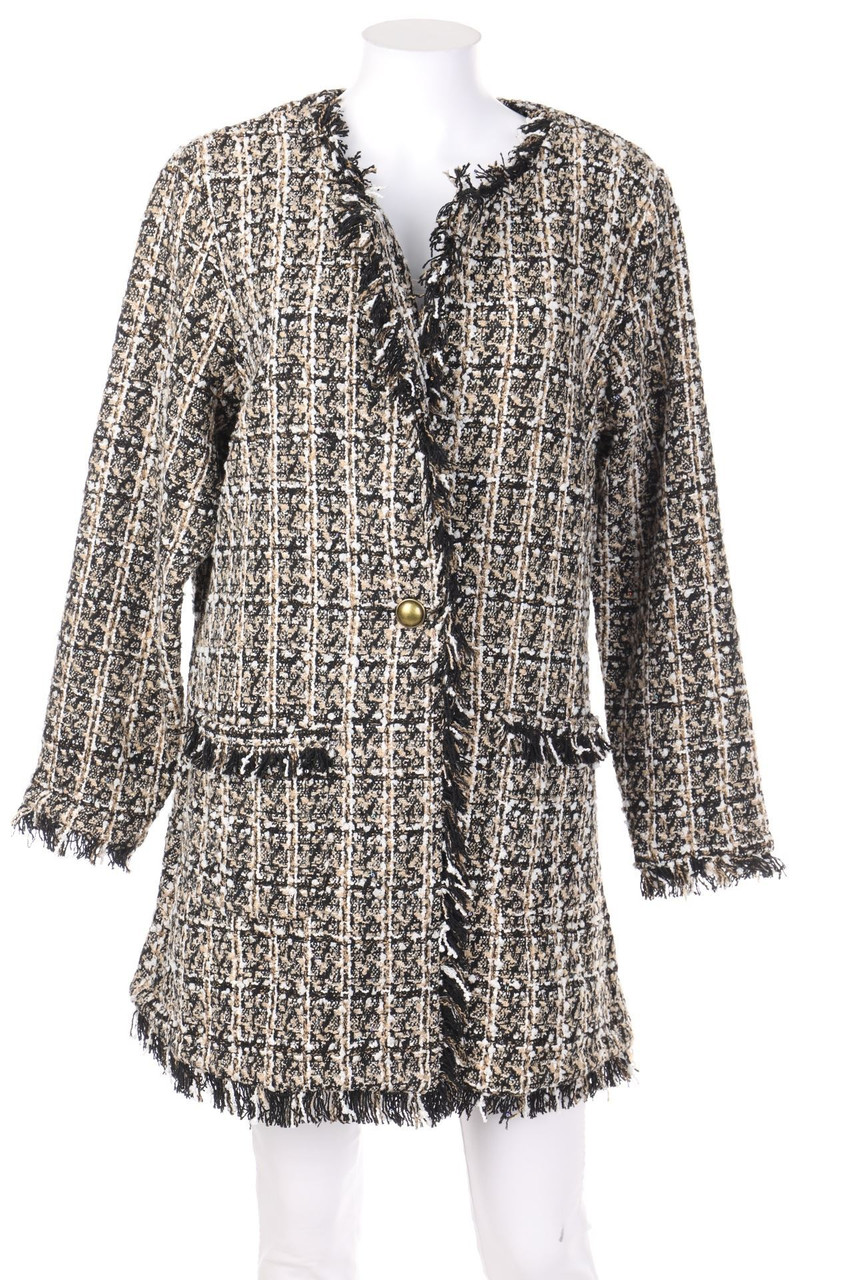 Cream - Bouclé-Mantel mit Pailletten - D 44