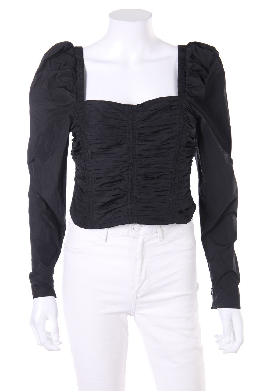 H&M - Cropped-Abend-Longsleeve-Shirt mit Raffungen - D 36