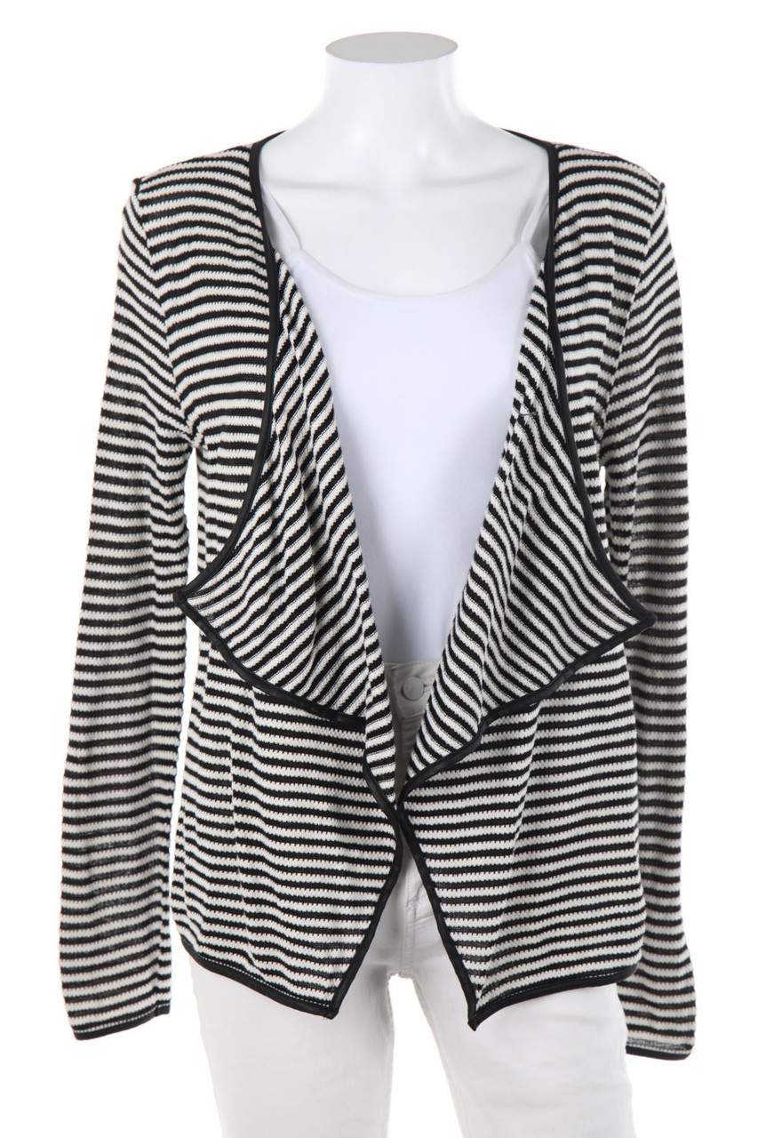 ONLY - Streifen-Cardigan mit asymmetrischem Schnitt - S