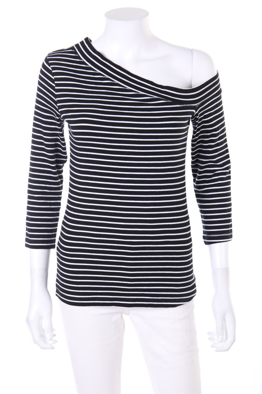 H&M - One Shoulder-3/4-Arm-Shirt mit Streifen - D 36-38