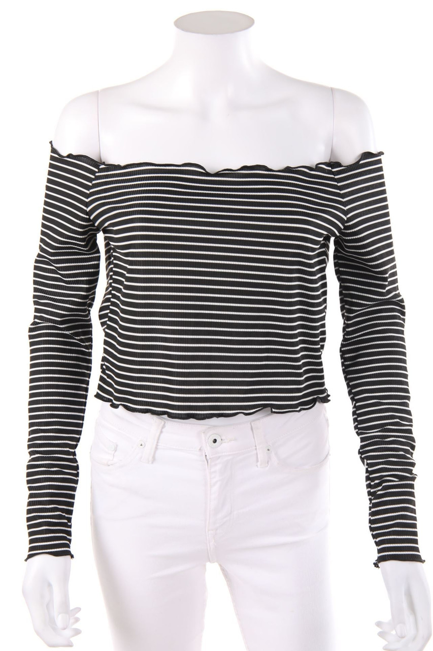 PRETTYLITTLETHING - Cropped-Carmen-Longsleeve-Shirt mit Streifen - D 38