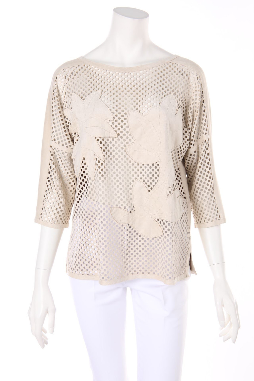 MARC CAIN - Faux Leather-Shirt mit Cut-outs - D 38