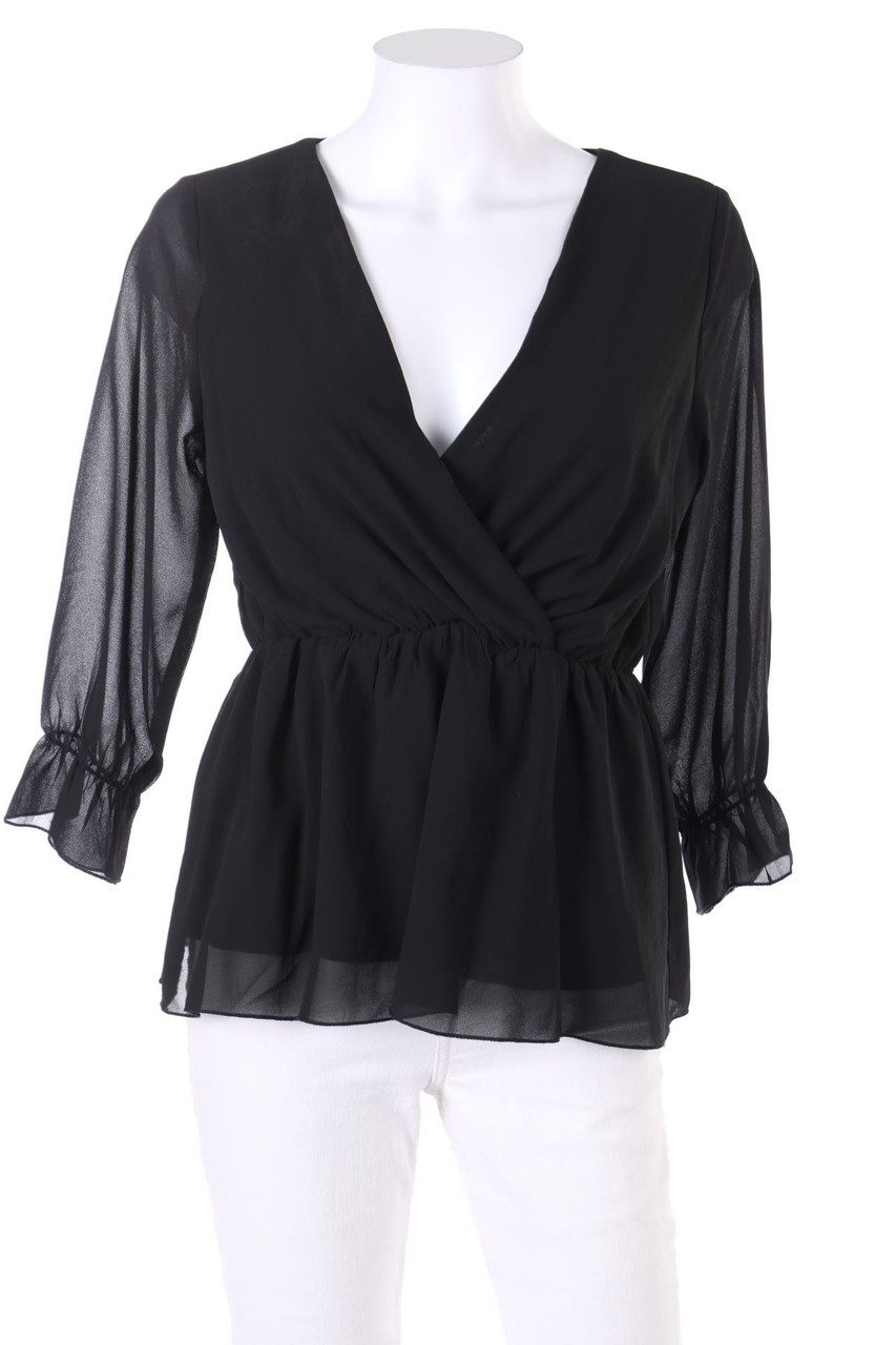 Chicorée - Blouse with 3/4 Sleeve with Wrap-Effect with Elastic Band - S