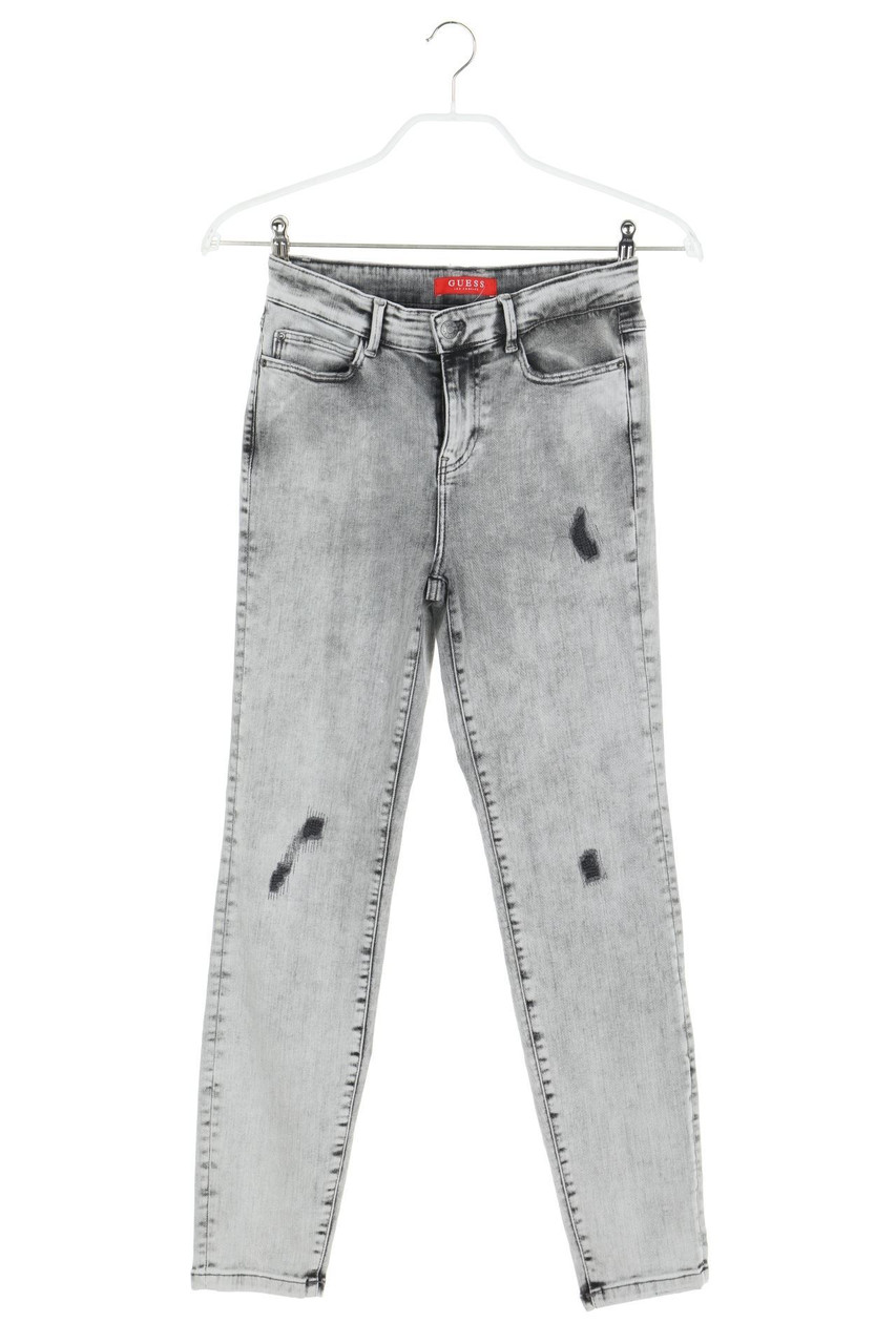 GUESS - Straight Cut Moonwashed Jeans with Logo Application - XS