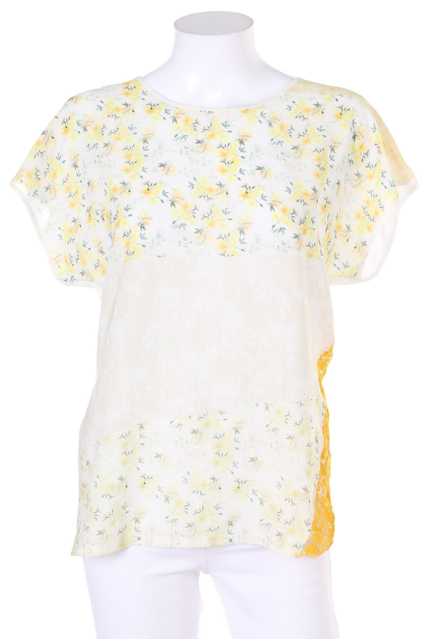ZARA W&B - Kurzarm-Bluse mit floralem Muster - M