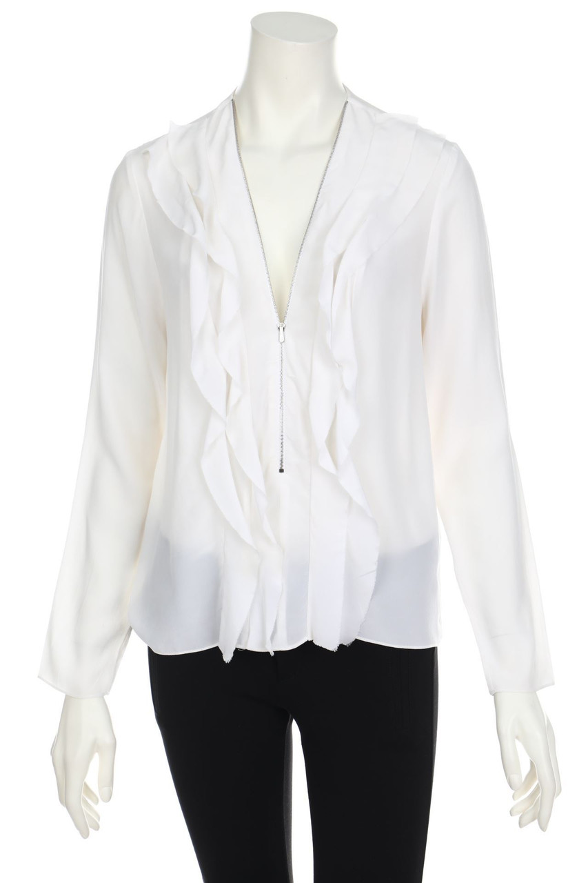 sandro - Seiden-Bluse mit Volants - D 38