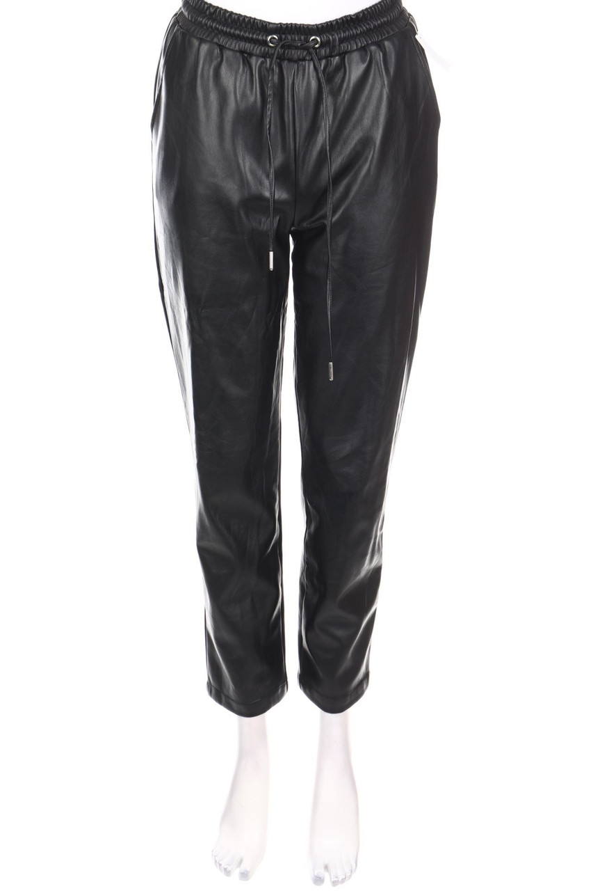 NA-KD - Faux Leather-Jogger Pants with Drawstring - D 36