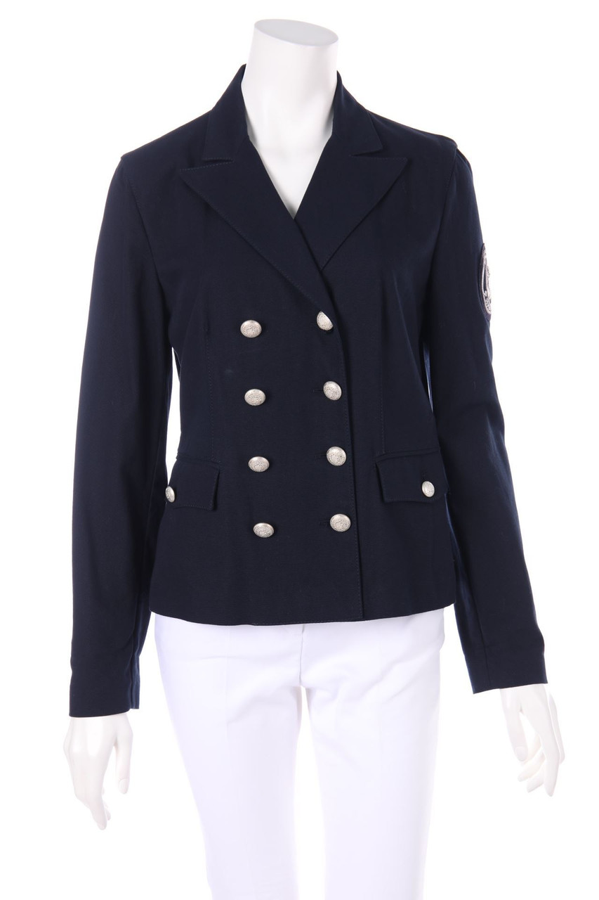 SEVENTY - Zweireiher-Blazer im Marine-Stil mit Logo-Patch - D 40
