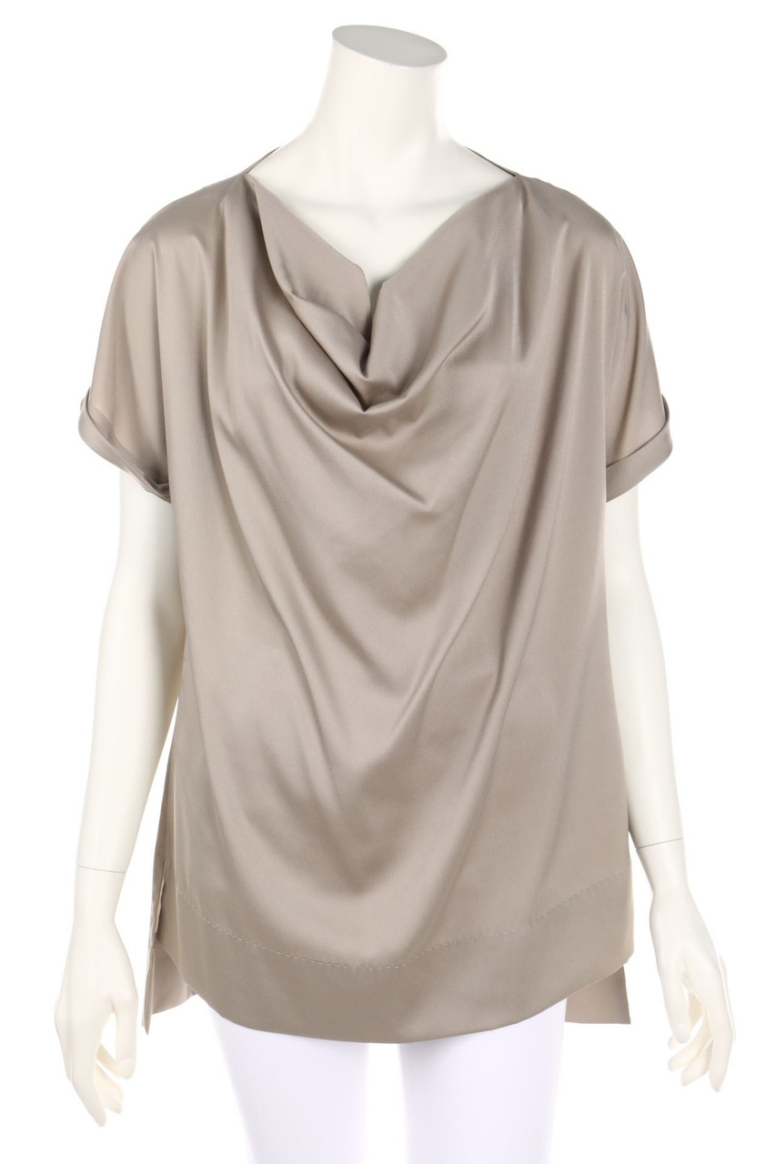 Les Copains - Kurzarm-Bluse mit Wasserfall-Ausschnitt - D 38