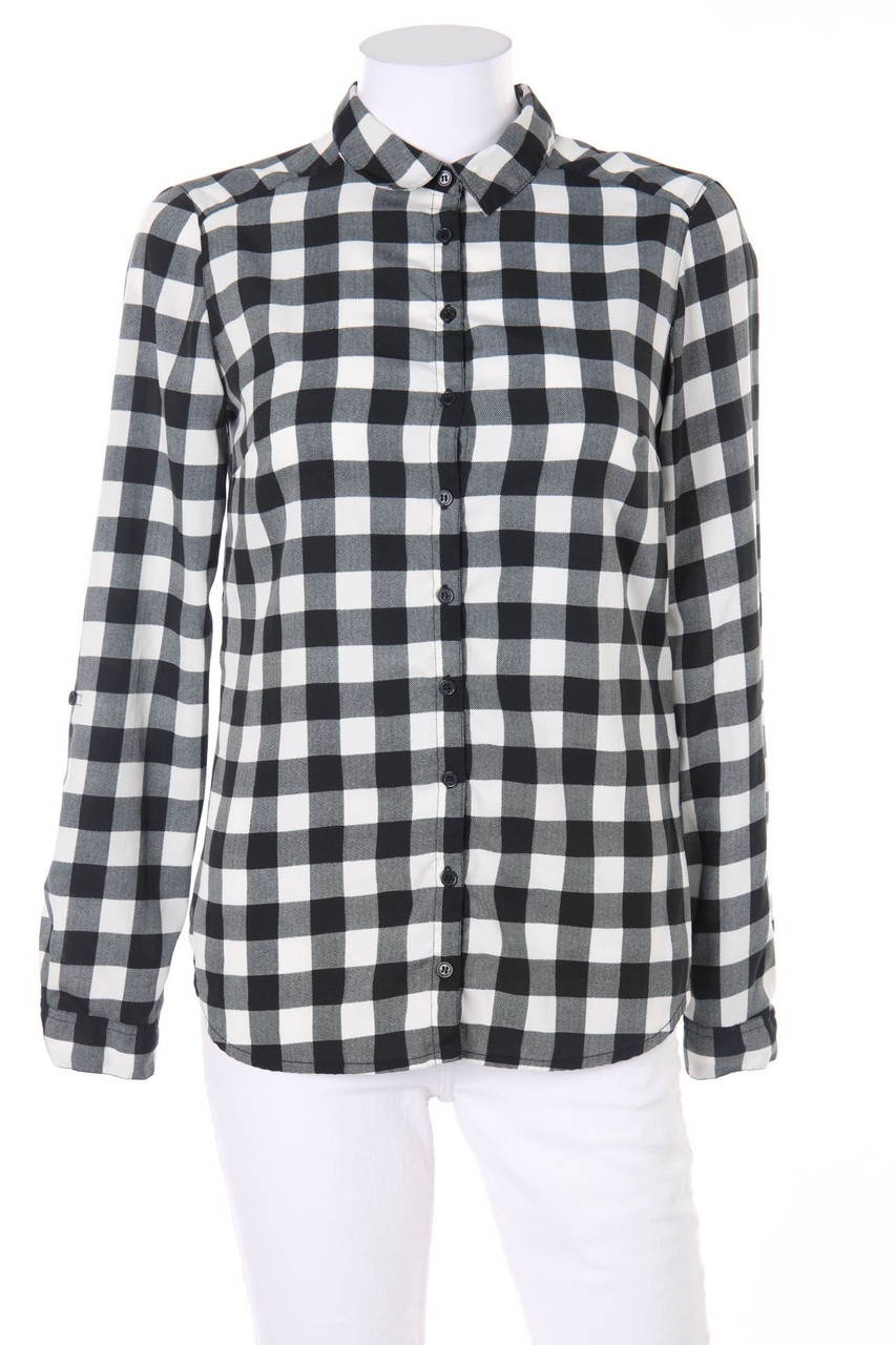 RESERVED - Checked Shirt Blouse with French Cuff - D 36