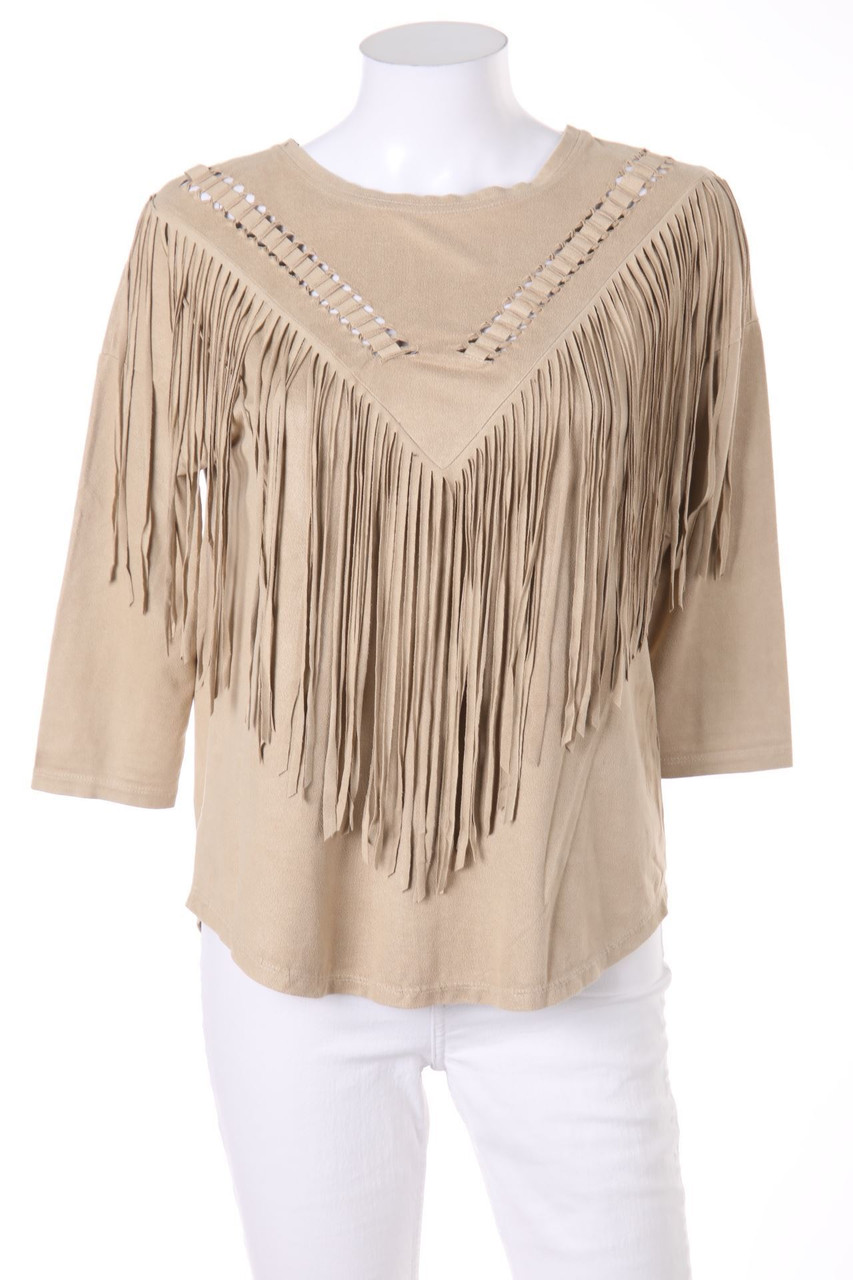 Bershka - Faux Leather-Blouse with 3/4 Sleeve - S