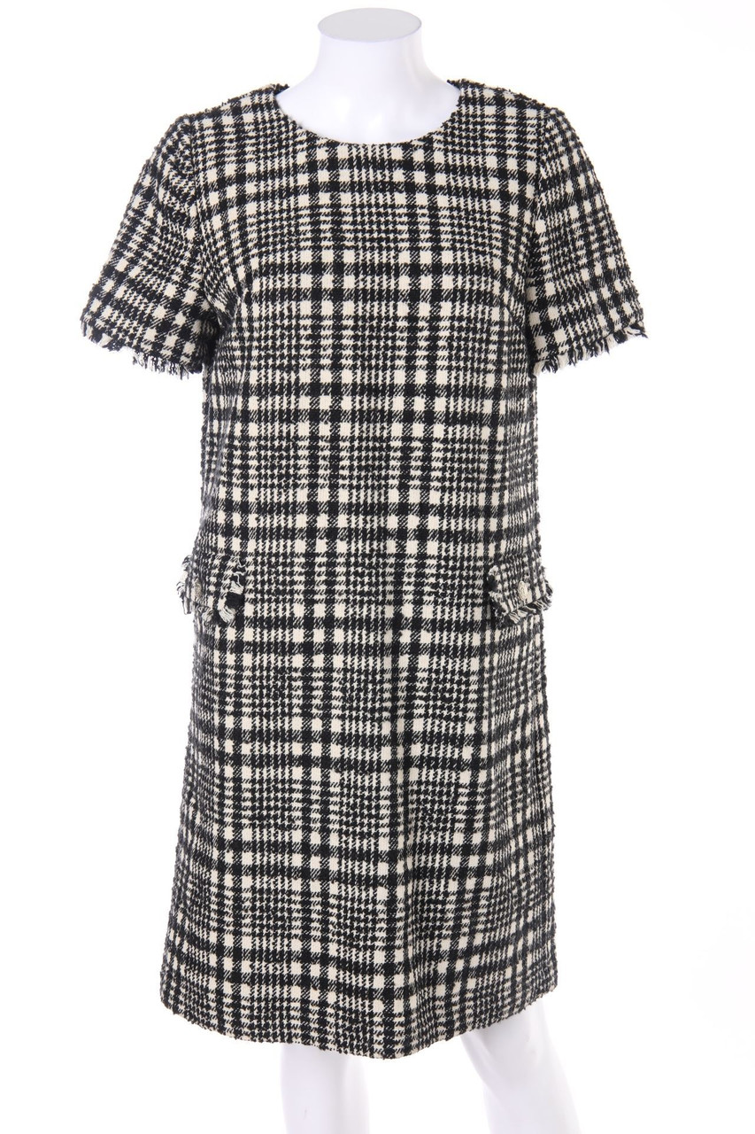 M&S COLLECTION - Checked Dress, Virgin Wool Mix, 60s-style - D 36