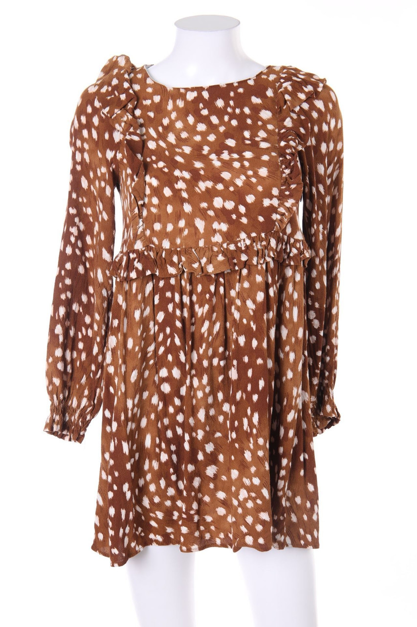 ZARA - Print-Mini Dress with Frills - M