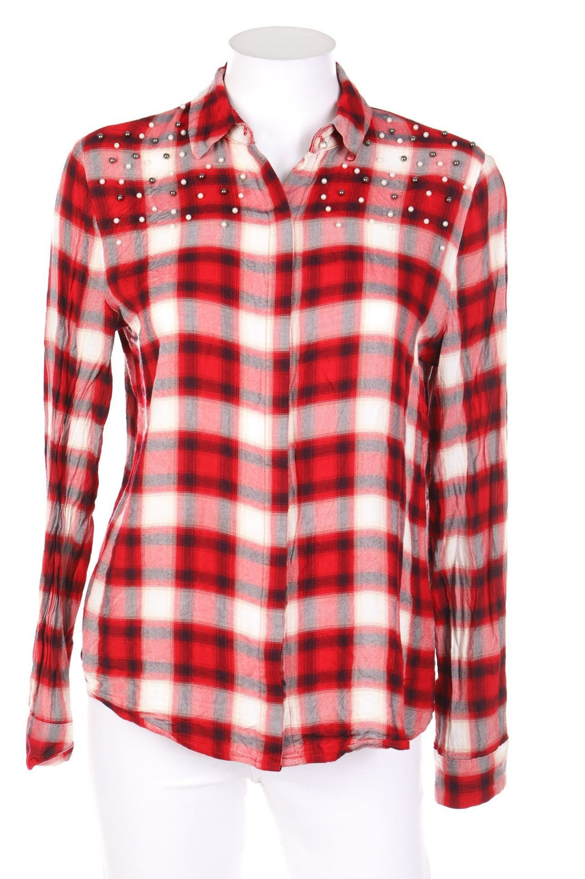 orsay - Karo-Bluse mit Perlen - D 36