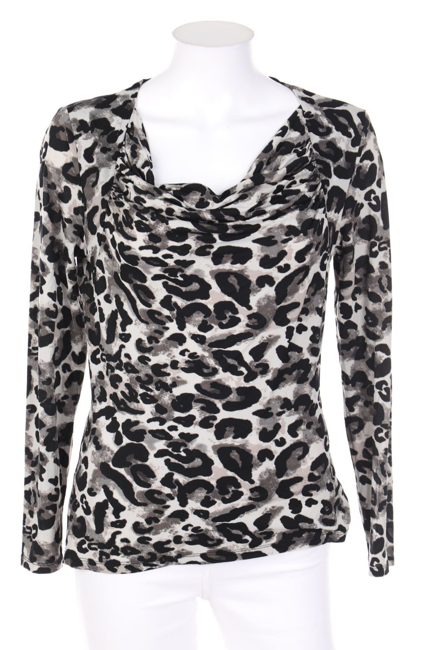 comma - Longsleeve-Shirt mit Wasserfall-Ausschnitt - M