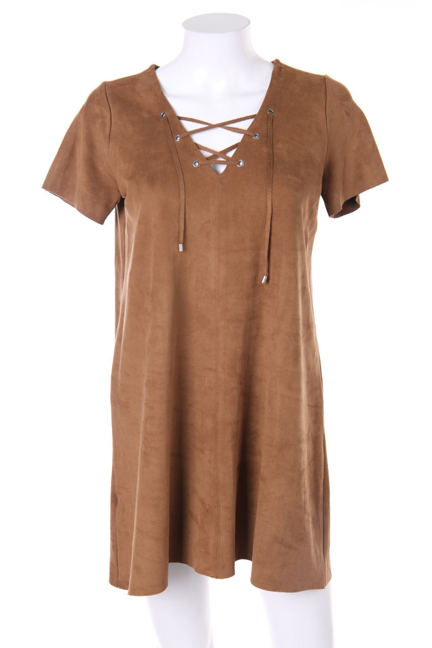 MANGO - Faux Leather-Kleid im Hippie-Stil mit Schnürung - XS