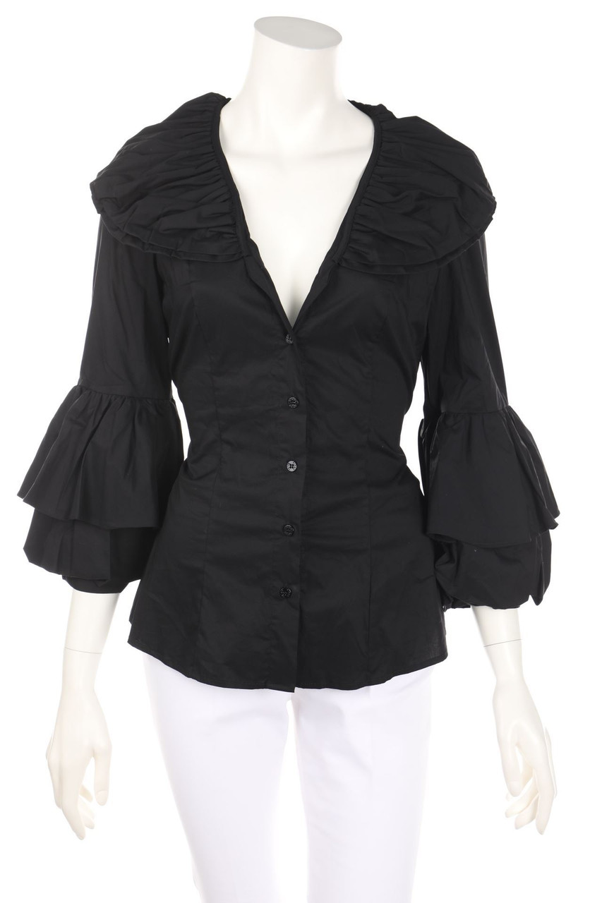 diego reiga - Volant-Bluse aus Baumwoll-Mix - M