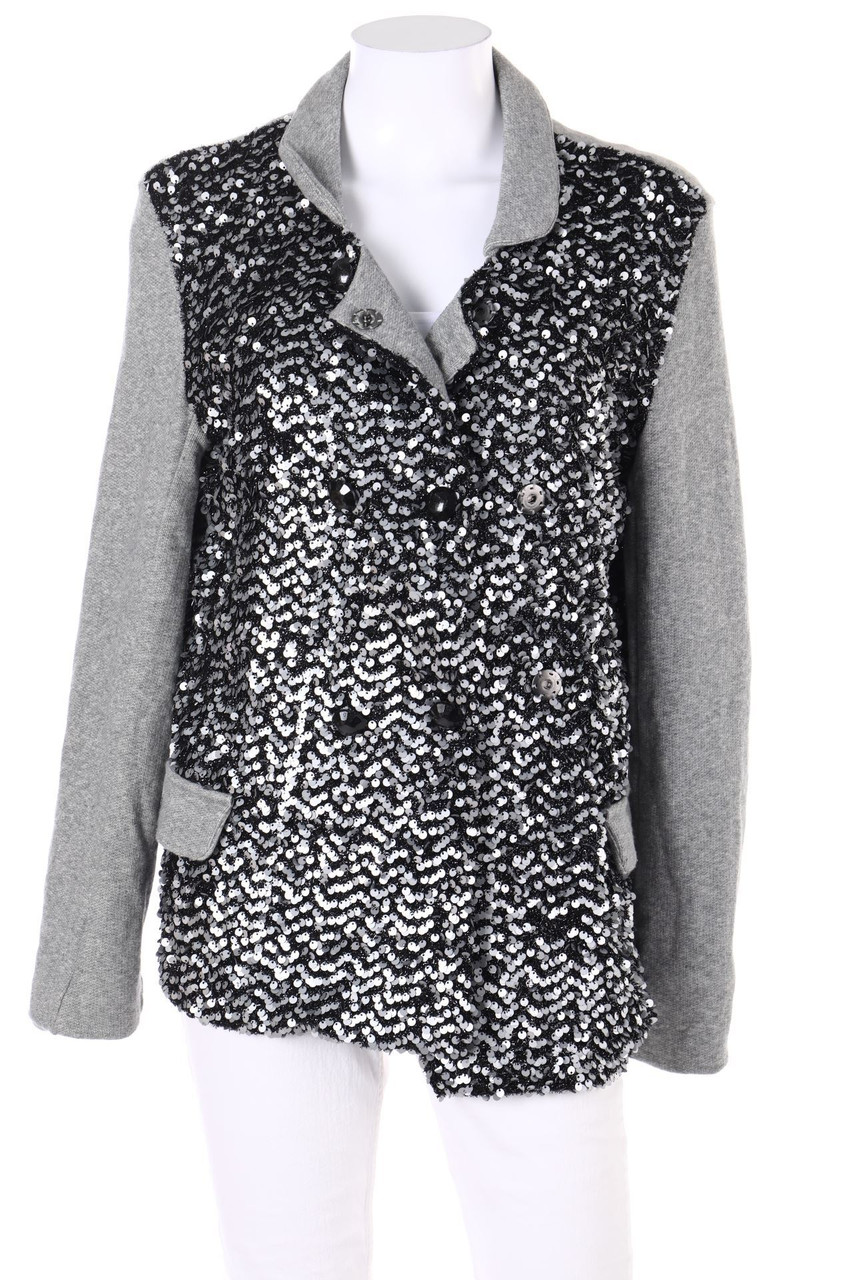Ohne Label - Blazer-Jacke mit Pailletten - L