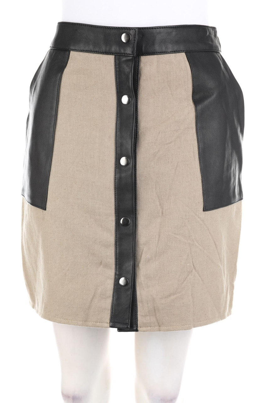 athé vanessa bruno - Minirock im Safari-Stil mit Leder-Details - D 40