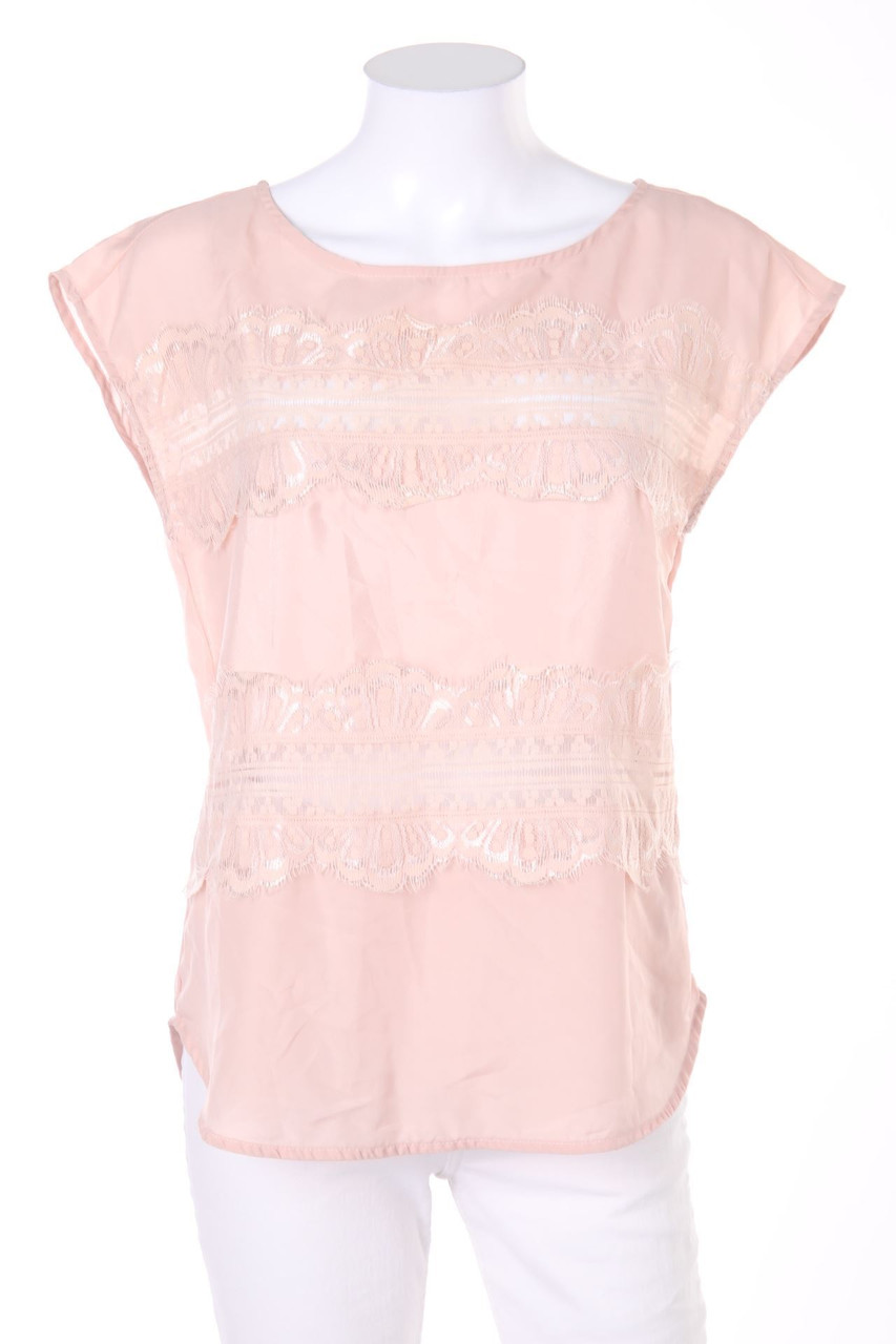 AMISU - Blusentop mit Spitzen-Einsatz - XS