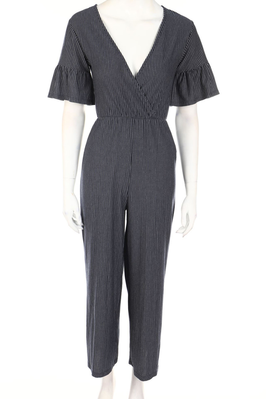 Bershka - Stripe Jumpsuit with Deep Plunge Neckline - XS