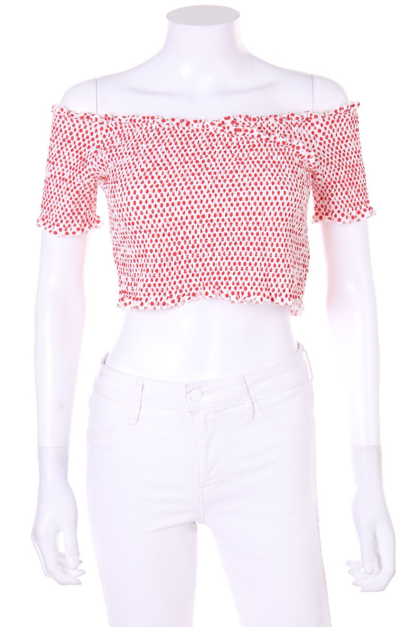 ZARA TRF - Cropped-Carmen-Shirt mit Smok-Details - S